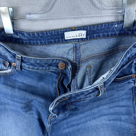 Ann Taylor Loft Curvy Kick Crop Jeans Women Size 30/10 Mid Rise Medium Wash Blue - Picture 5 of 13